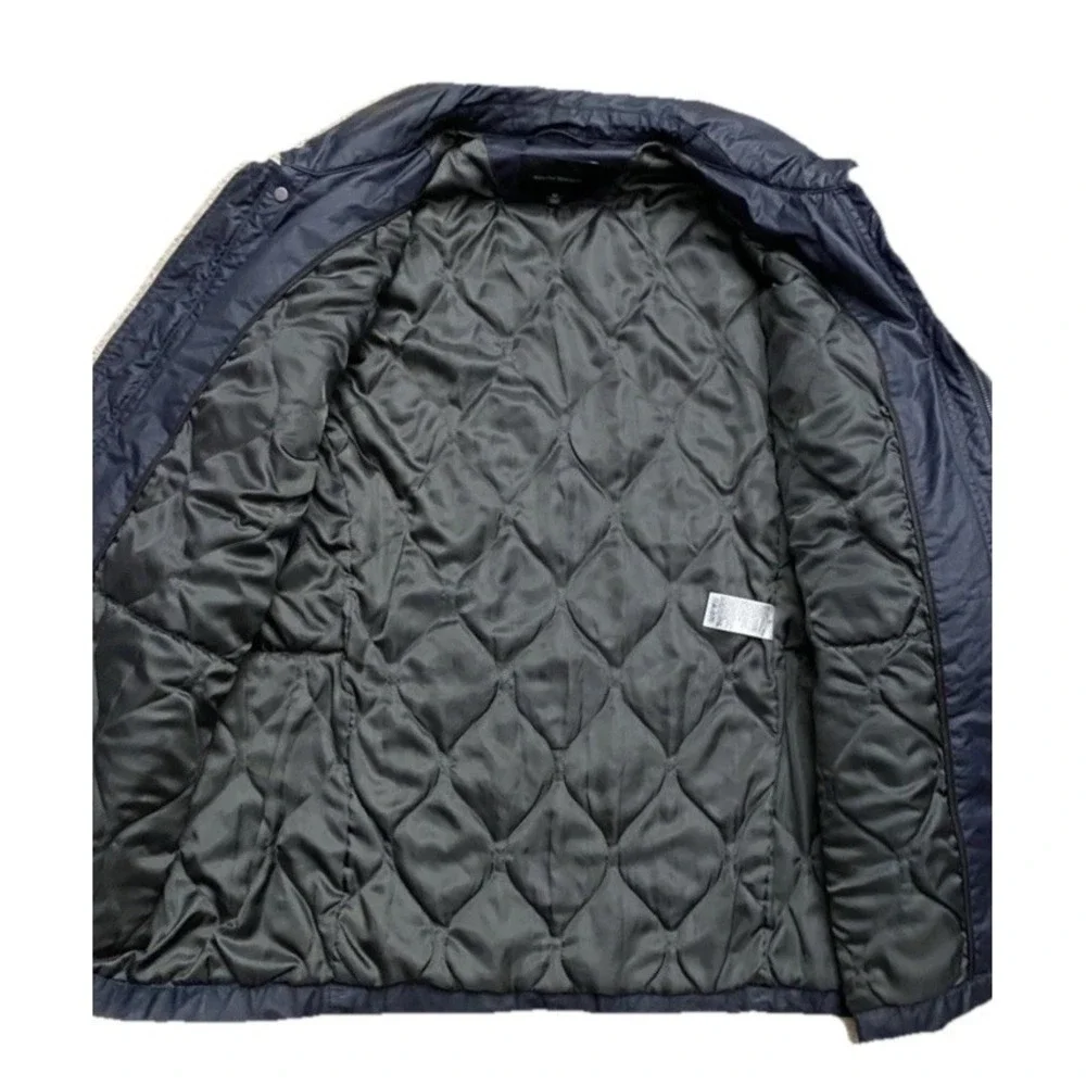 Banana Republic Navy Blue Quilted Waxed Coated Field Jacket Barn Chore Coat SZ-M